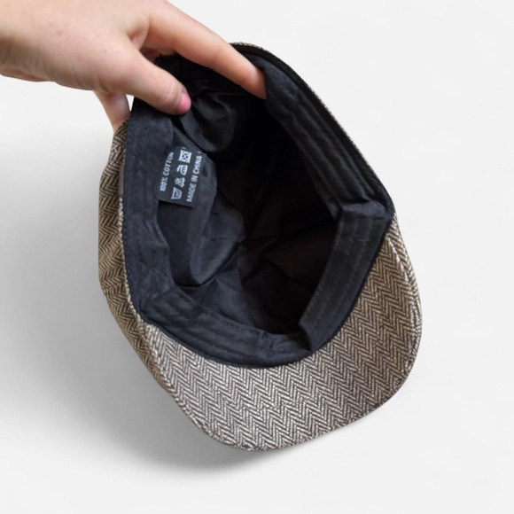 Y2K brown houndstooth newsboy cap - Picture 5 of 6